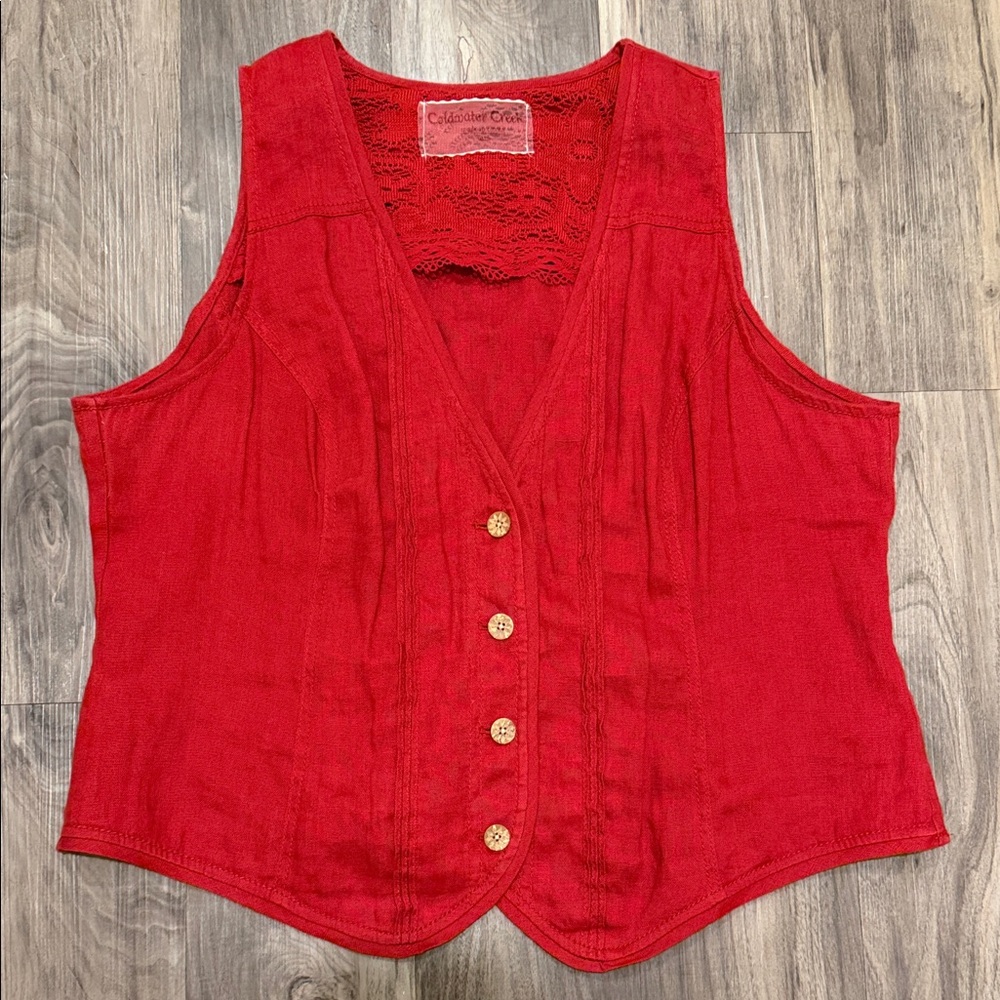 ❤️ Vintage Coldwater Creek Red Linen Vest